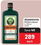 Jagermeister Herbal Liqueur-750ml Each