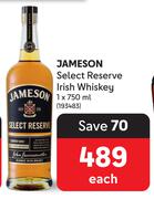 Jameson Select Reserve Irish Whisky-750ml Each