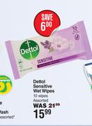 Dettol Sensitive Wet Wipes Assorted-10 Wipes