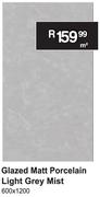 Glazes Matt Porcelain Light Grey Mist 600 x 1200-m²