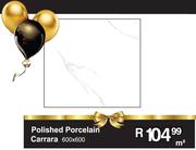 Polished Porcelain Carrara 600 x 600- m²