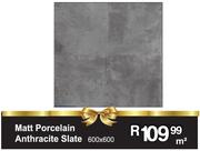 Matt Porcelain Anthracite Slate 600 x 600- m²