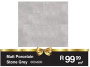 Matt Porcelain Stone Grey 600 x 600- m²
