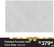 Polished Porcelain Slab Coco Grey 1800 x 1200-m²
