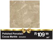 Polished Porcelain Cocoa Marcle 600 x 600- m²