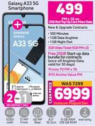 2 x Samsung Galaxy A33 5G Smartphone-On 2GB Red Top Up Core More Data + On Promo 70