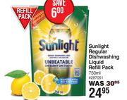 Sunlight Regular Dishwashing Liquid Refill Pack-750ml