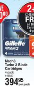 Gillette Mach3 Turbo 3-Blade Cartridges (4 Pack)-Per Pack