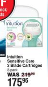 Schick Intuition Sensitive Care 3 Blade Cartridges (3 Pack)
