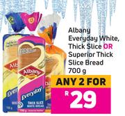 Albany Everyday White, Thick Slice Or Superior Thick Slice Bread-For Any 2 x 700g