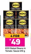 Koo Baked Beans In Tomato Sauce-For 4 x 410g