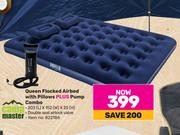 Camp Master Queen Flocked Airbed With Pillows Plus Pump Combo