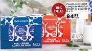 Food Lover's UHT Long Life Milk Full Cream Or Low Fat-6 x 1L Each