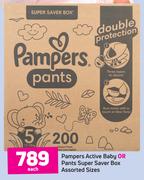 Pampers Active Baby Or Pants Super Save Box Assorted Sizes-Each