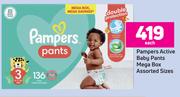 Pampers Active Baby Pants Mega Box Assorted Sizes-Each