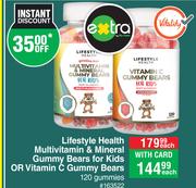 Lifestyle Health Multivitamin & Mineral Gummy Bears For Kids Or Vitamin C Gummy Bears-120 Gummies Ea