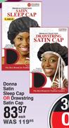 Donna Satin Sleep Cap Or Drawstring Satin Cap-Each