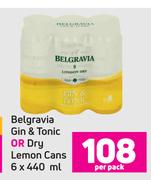 Belgravia Gin & Tonic Or Dry Lemon Cans-6 x 440ml Per Pack