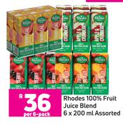 Rhodes 100% Fruit Juice Blend Assorted-6 x 200ml 