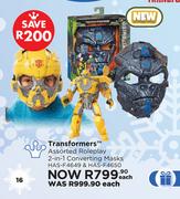 Transformers Assorted Roleplay 2 In 1 Converting Masks HAS-F4649 & HAS-F4650-Each
