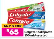 Colgate Toothpaste Assorted-For Any 3 x 100ml