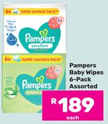 Pampers Baby Wipes 6 Pack Assorted-Each