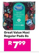 Great Value Maxi Regular Pads-8's Pack