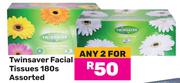 Twinsaver Facial Tissues 180's Pack Assorted-For Any 2