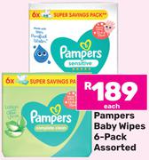 Pampers Baby Wipes 6 Pack Assorted-Each
