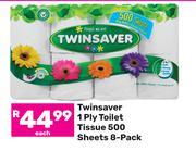 Twinsaver 1 Ply Toilet Tissue 500 Sheets 8 Pack