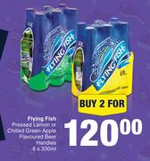 Flying Fish Pressed Lemon Or Chilled Green Apple Flavoured Beer Handies-For 2 x 6 x 330ml