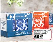 Food Lover's UHT Long Life Milk Full Cream Or Low Fat-6 x 1L Each