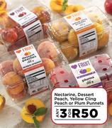 Nectarine, Dessert Peach, Yellow Cling Peach Or Plum Punnets-For Any 3
