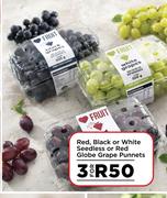 Red, Black Or White Seedless Or Red Globe Grape Punnets-For 3