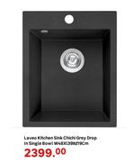 Laveo Kitchen Sink Chichi Grey Drop In Single Bowl W48 x L39 x D19cm
