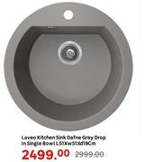 Laveo Kitchen Sink Dafne Grey Drop In Single Bowl L51 x W51 x D19cm
