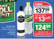 Russian Bear Triple Distilled Vodka (Including All Flavours)-750ml Per Combo