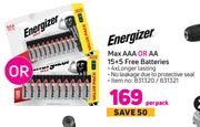 Energizer Max AAA Or AA 15+5 Free Batteries-Per Pack