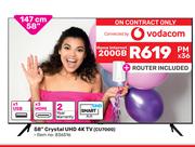 58" Crystal UHD 4K TV CU7000-On Home Internet 200GB