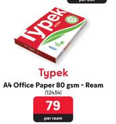 Typek A4 Office Paper 80 Gsm Ream--Per Ream