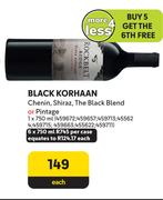 Black Korhaan Chenin, Shiraz, The Black Blend Or Pinotage-750ml Each