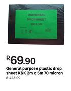 K&K General Purpose Plastic Drop Sheet 2 m x 5 m 70 Micron