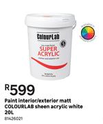 Colourlab Sheen Acrylic White Paint (Interior/ Exterior) Matt-20 L
