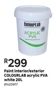 Colourlab Acrylic PVA White Paint (Interior/ Exterior)-20 L