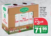 Fair Cape Long Life UHT Milk Full Cream Or Low Fat-6 x 1L Per Pack