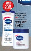 Vaseline Clinical Care Body Lotion Or Cream Assorted-400ml Each