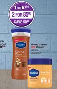 Vaseline Body Lotion Or Cream Assorted-For 2 x 400ml Each