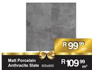 Matt Porcelain Anthracite Slate 600 x 600- m²