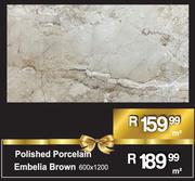 Polished Porcelain Embelia Brown 600 x 1200- m²