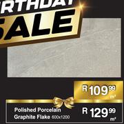 Polished Porcelain Graphite Flake 600 x 1200- m²